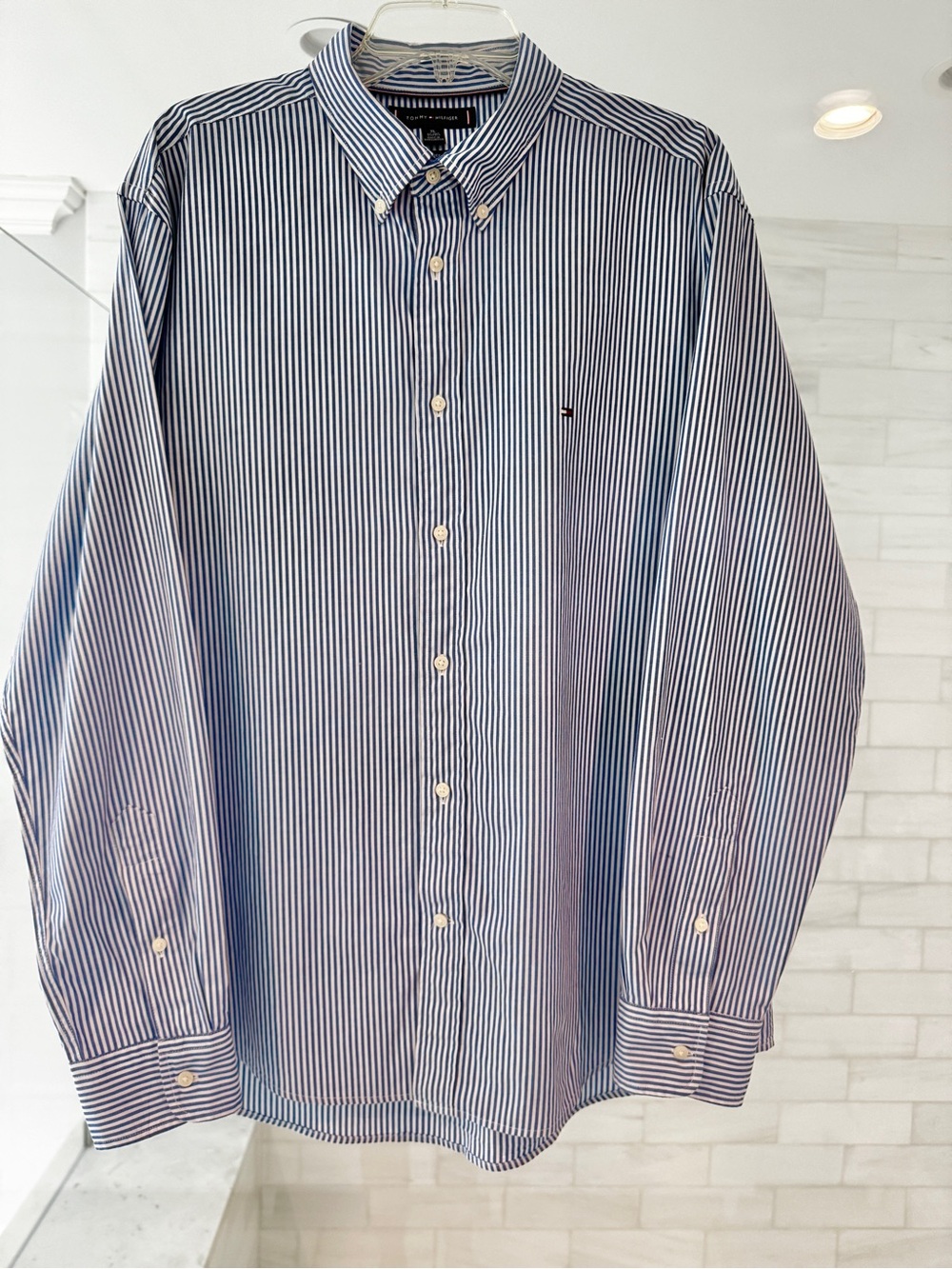 Tommy Hilfiger Blue & White Striped Button-Down Shirt